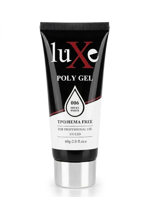 پلی ژل اصلی کاشت ناخن لوکسی درب نقره ای | luxe مدل 006 حجم 60 میلی‌لیتر اورجینال شیری سفید