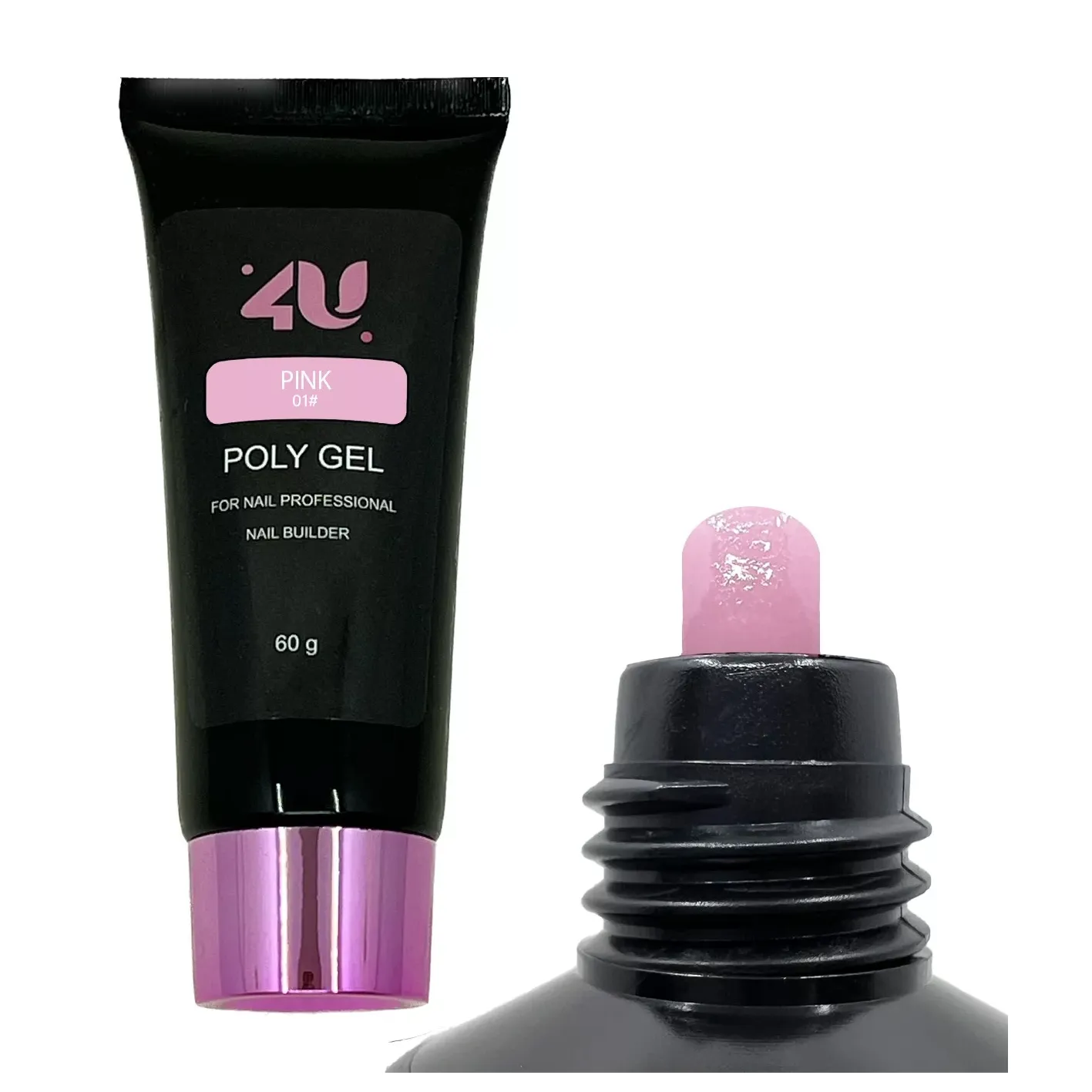 پلی ژل کاشت ناخن صورتی فوریو(60 گرم) 4U PINK 01