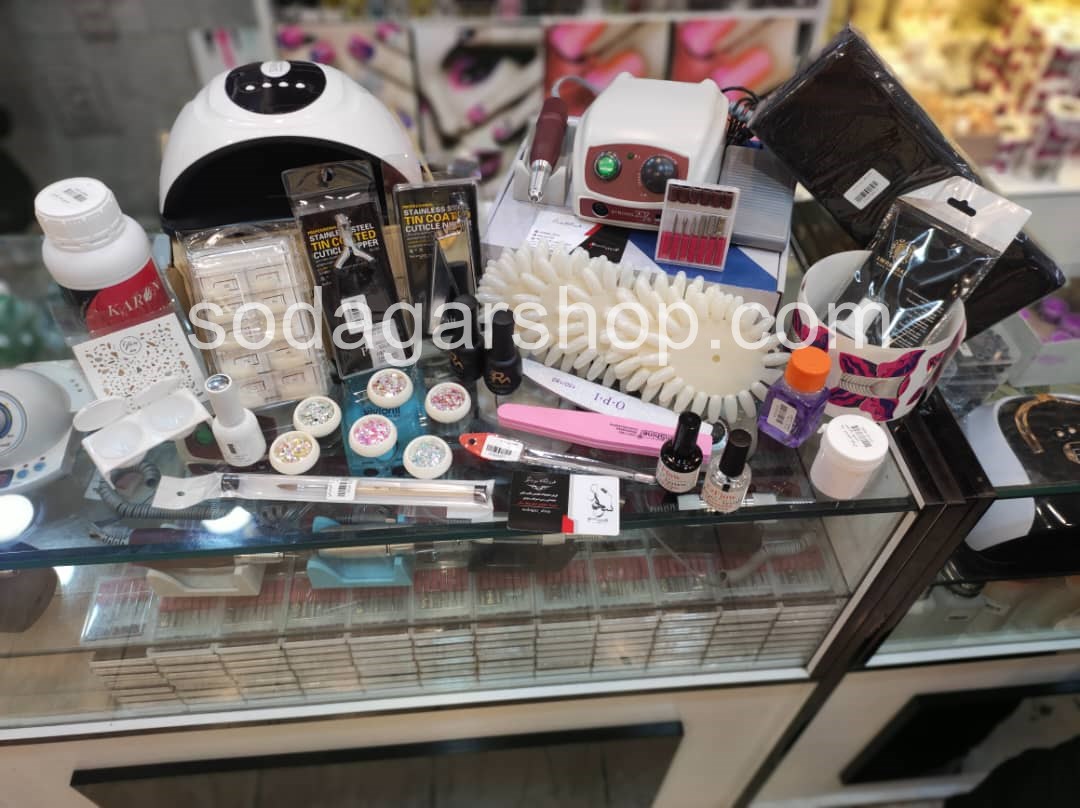 وسایل لوازم کاشت ناخن با سوهان برقی استرانگ (لاین مواد مصرفی پودر)